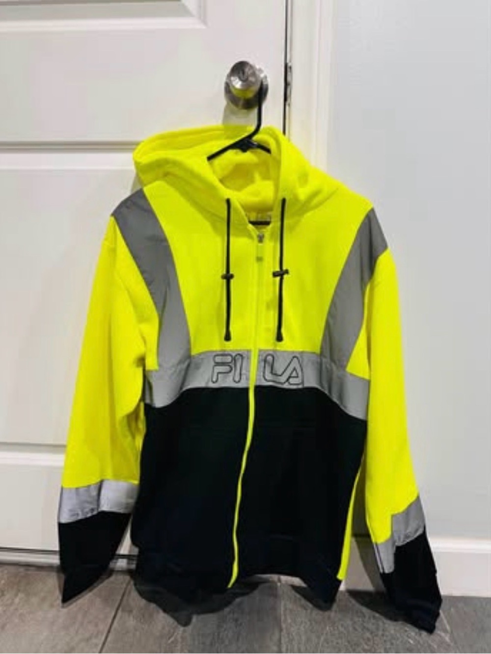 Fila High-Vis Yellow and Black Hooded Performance Jacket
